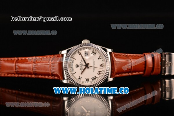 Rolex Day-Date Asia 2813/Swiss ETA 2836/Clone Rolex 3135 Automatic Steel Case with White Dial and Roman Numeral Markers (BP) - Click Image to Close